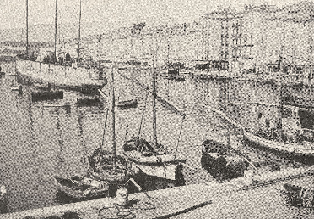 VAR. Toulon. Le Quai du port 1900 old antique vintage print picture
